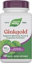 Nature's Way Ginkgold Extrait de Ginkgo avancé, supporte la mémoire, le focus et la fonction cognitive*, Extrait de Ginkgo Biloba, 150 comprimés (paquetage May Vary)