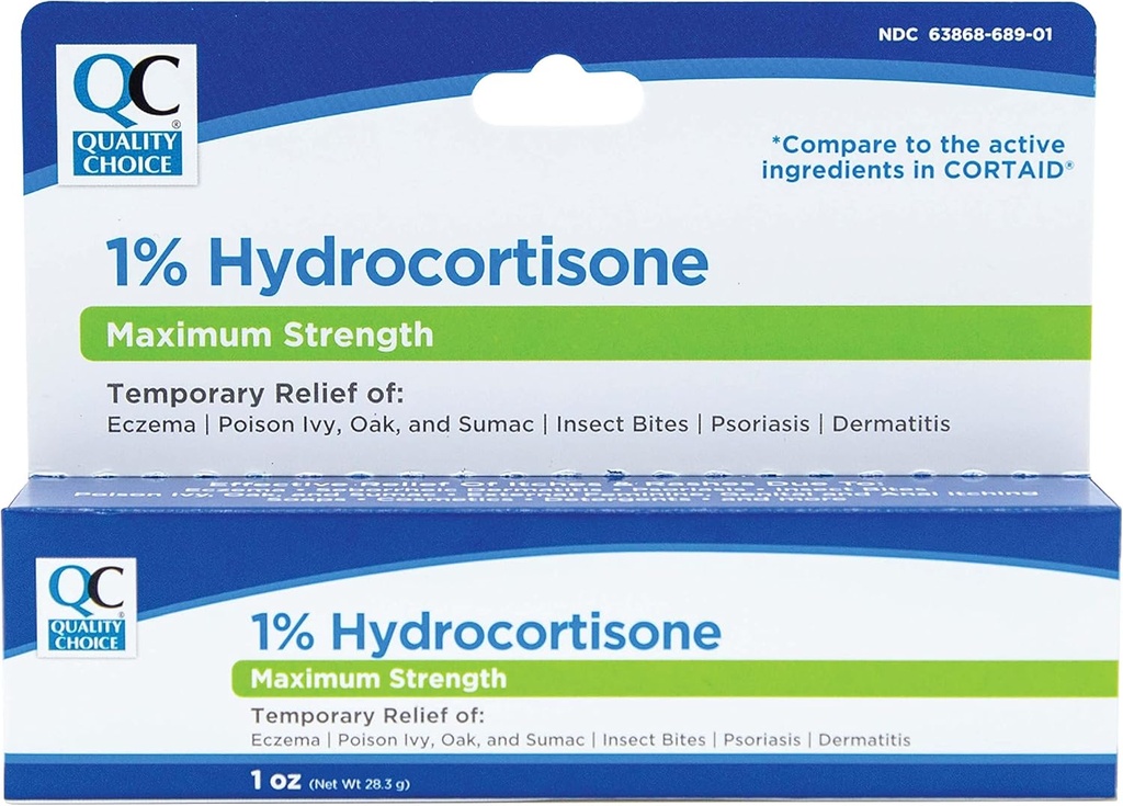 Choix de qualité 1 % Crème d'hydrocortisone Résistance maximale 1 Oz (Comparer avec CORTAID Résistance maximale) (paquet de 1)