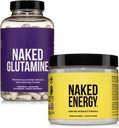 NAKED Vegan Energizing Muscle Recovery Bundle Unflavored Energy et 240 L-Glutamine Capsules, 1000mg