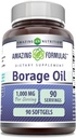 Amazing Formulas Borage Oil Supplement | 2000 Mg Per Serving | Softgels | Non-GMO | Gluten-Free | Made in USA (1 Pack, 90 Count)