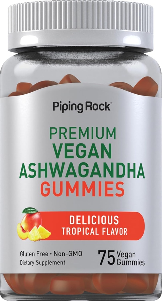 Piping Rock Ashwagandha Gummies Supplement de 75 comtes pour les femmes et les hommes