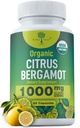 Supplément agrumes bio Bergamote - seulement USDA, cardiologue formulé avec 200+ études scientifiques -1000mg - Extrait breveté, coeur, cholestérol, et lipide - Bergamote italien haute polyphénols 60caps