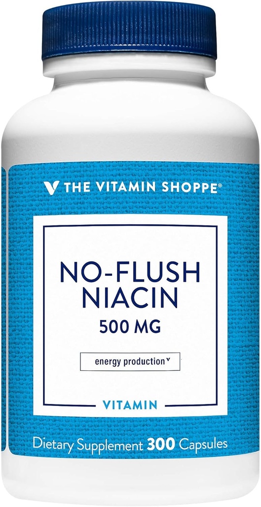 La Vitamine Shoppe No Flush Niacin 500MG, supporte les niveaux de cholestérol déjà dans la gamme normale, supporte le métabolisme et la production d'énergie, une fois par jour (300 capsules)