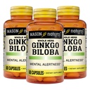 MASON NATURAL Ginkgo Biloba, approvisionnement de 3 mois, aide à améliorer l'alerte mentale et le soutien Fonction cérébrale optimale, 60 Capsules (3 Pack)