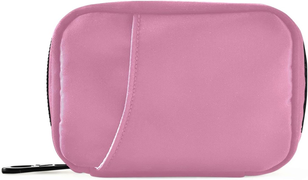 Pill Box 7 Day Pill Case Travel Pill Organizer Bag with Zipper Portable Weekly Case Compact Size for Vitamin Supplement Holder, Solid Color Pink
