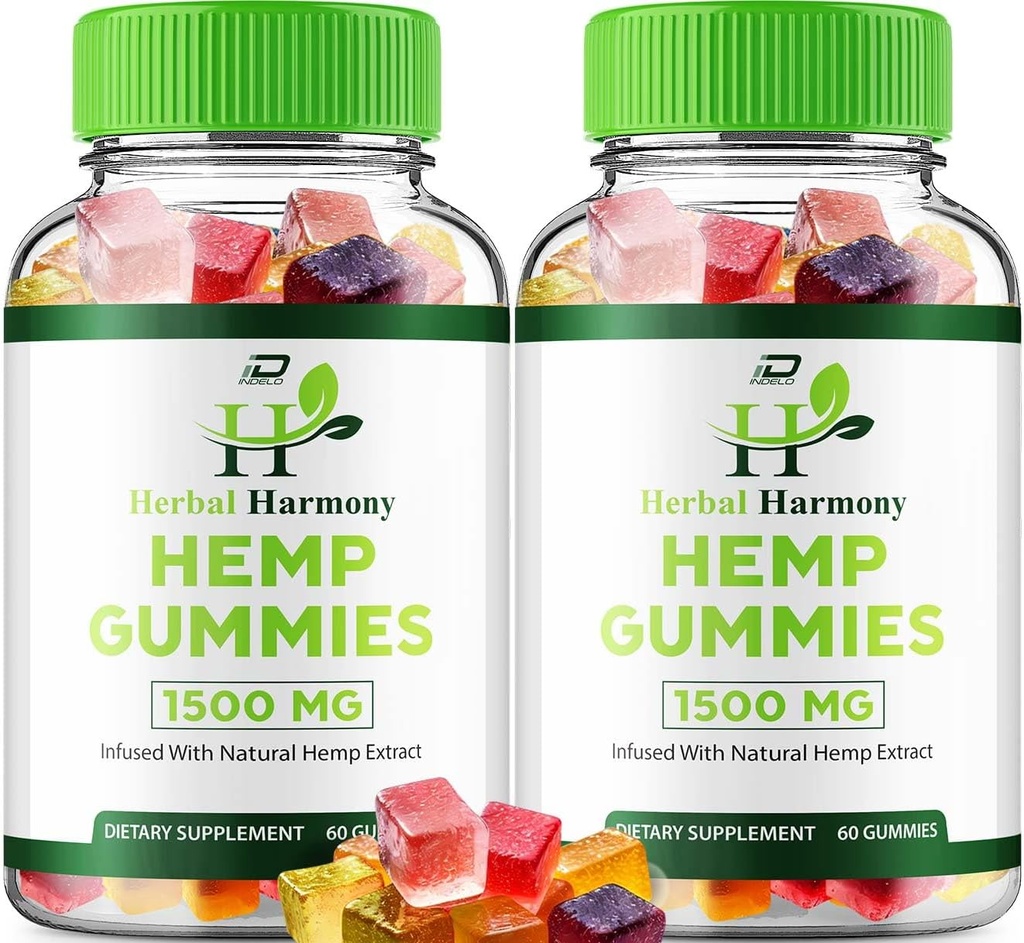 Gommies d'harmonie à base de plantes pour les hommes et les femmes - Gommy d'harmonie à base de plantes, Harmonie à base de plantes infusée d'extrait de chanvre, Harmonie à base de plantes Supplément de chanvre naturel Avis (2 Pack - 120 Gommies)