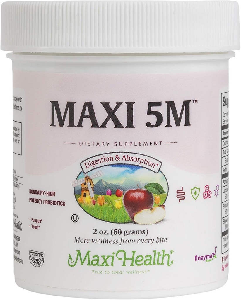 Poudre probiotique – Acidophilus & Bifidobacterium avec Pectine de pomme, Elm Bark et Biotin – Soutien digestif et immunitaire, Gut Health, Peau et ongles capillaires, Enfants et adultes – Kosher, 2 oz (60 portions)