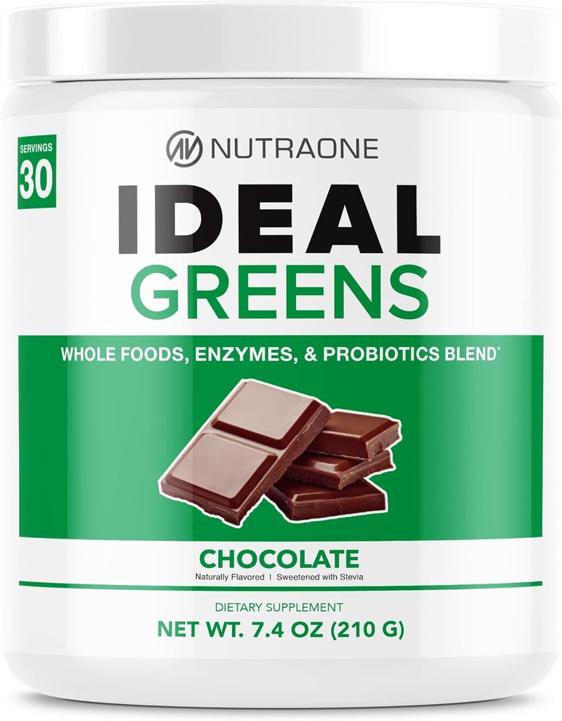 NutraOne Ideal Greens Antioxidant and Nutrient-Rich Superfood Greens Powder Supplement (Chocolate- 30 Servings)