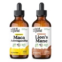 Wild & Organic Maca Ashwagandha Teinture 4 fl oz & Lion's Mane Teinture 4 fl oz