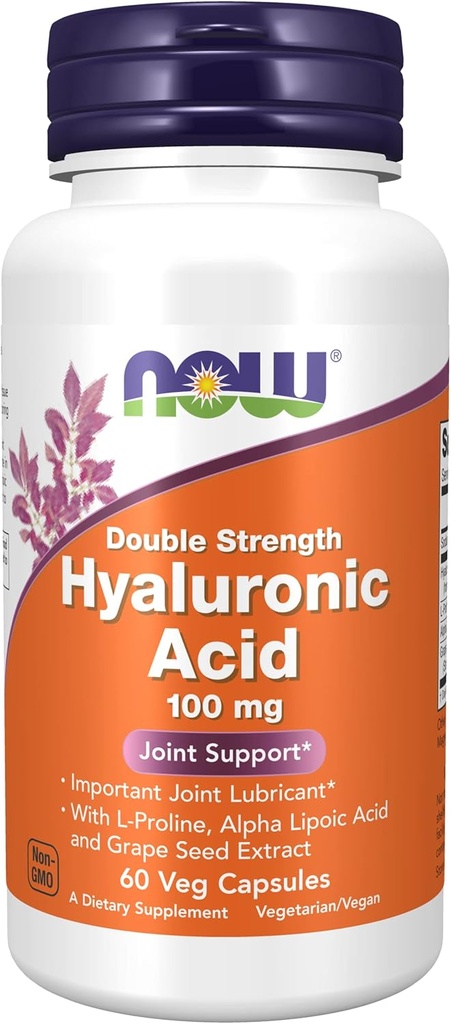 3 bouteilles de maintenant aliments, acide HYALURONIQUE 100MG 2X Plus 60 CAPS