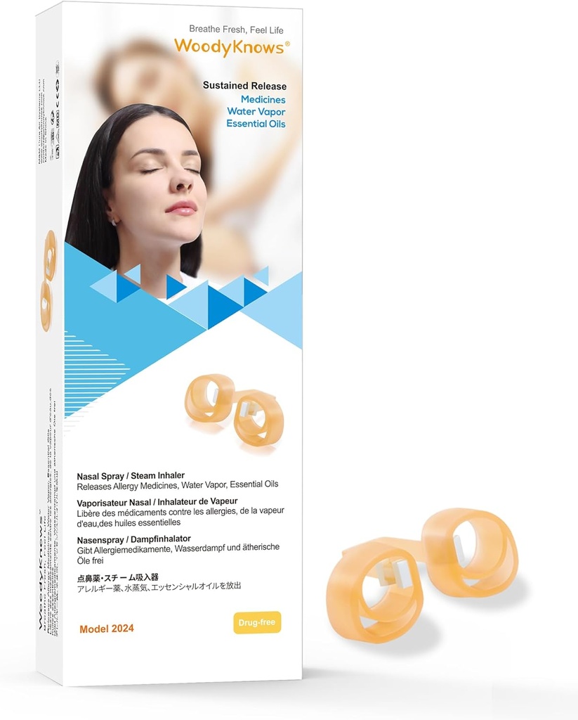 WoodyKnows Nasal Spray/Steam Inhaler, nouveau modèle │ Dispositif générique de pulvérisation de nez pour une diffusion douce, confortable et à long terme │ Diffuseur d'huile essentielle portable (L 3Pack)