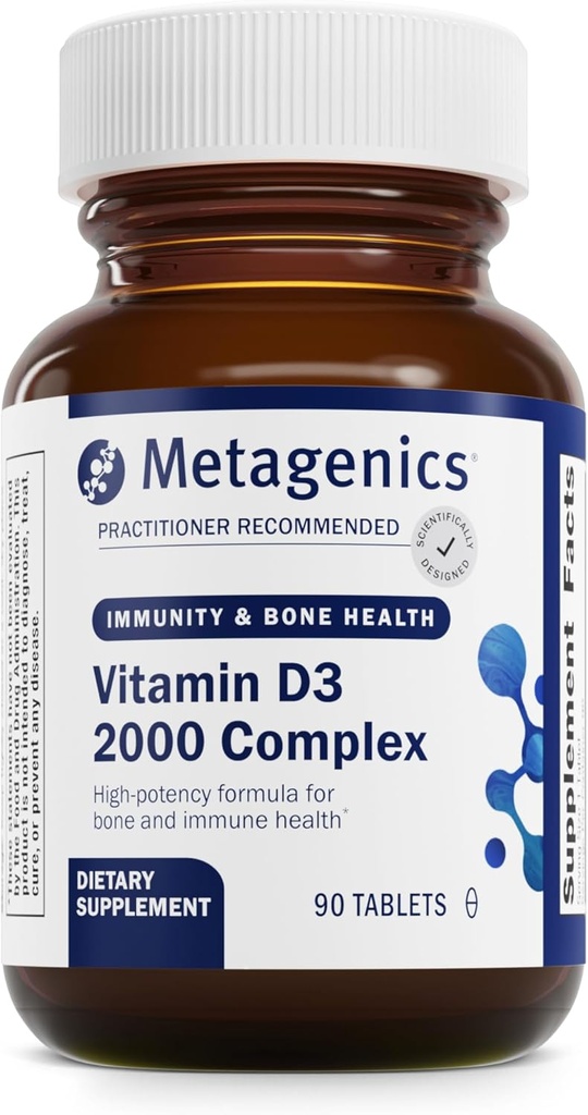 Metagenics D3 2000 IU Complex Vitamin D3 Supplement - Supports Bone Health, Immune & Healthy Inflammation Response* - with Isoflavones for Absorption - Gluten Free - 3 Month Supply - 90 Count