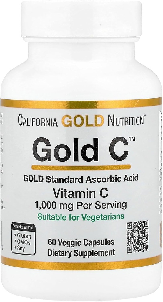 California Gold Nutrition Gold CTM, USP Grade Vitamine C, 1000 mg, 60 Capsules de Véggie