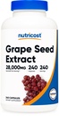 Extrait de graines de raisin Nutricost 28.000mg, 240 Capsule - Non-OGM, Sans gluten, Végétarien
