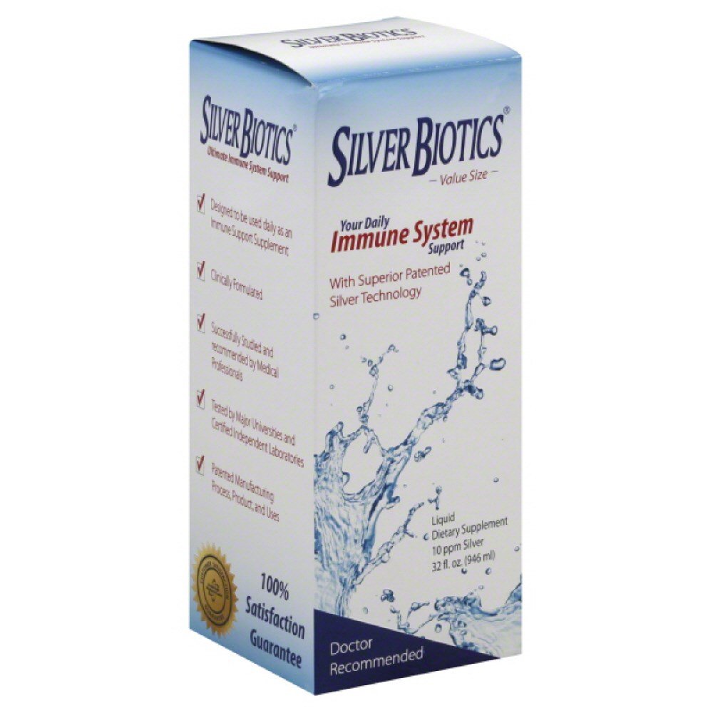 Silver Biotics Technologie avancée de l'argent, SilverSol Ag4O4 10 PPM Immune Support de Bio-Hacking Immune Building Natural Support de 32 Fl Oz