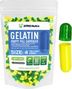 XPRS Nutra Size 4 Capsules vides - 100 Compte de petites capsules de gélatine vide - Bouchons de pilules - Garniture de gélules - Boulets de gel de pilule bovine (vert/jaune)