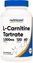 Tartrate de L-Carnitine Nutricost 1000mg, 120 Capsules - 500mg Par Capsule (60 portions)