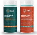 iwi Omega-3 Sport & Vegikrill Omega-3 Bundle, 30 portions, Algae Omega 3 à base végétale végétalienne avec EPA + DHA, Krill & Fish Oil Alternative, Aucun arrière-goût de poisson
