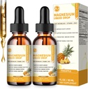 (2 packs) M inch Magnésium Glycinat Liquid Drop, complexe de magnésium liquide à haute absorption avec bromelain, VitamineC, D3, B6 et zinc, supplément thréonate pour la nuit, l'humeur, le muscle et les os