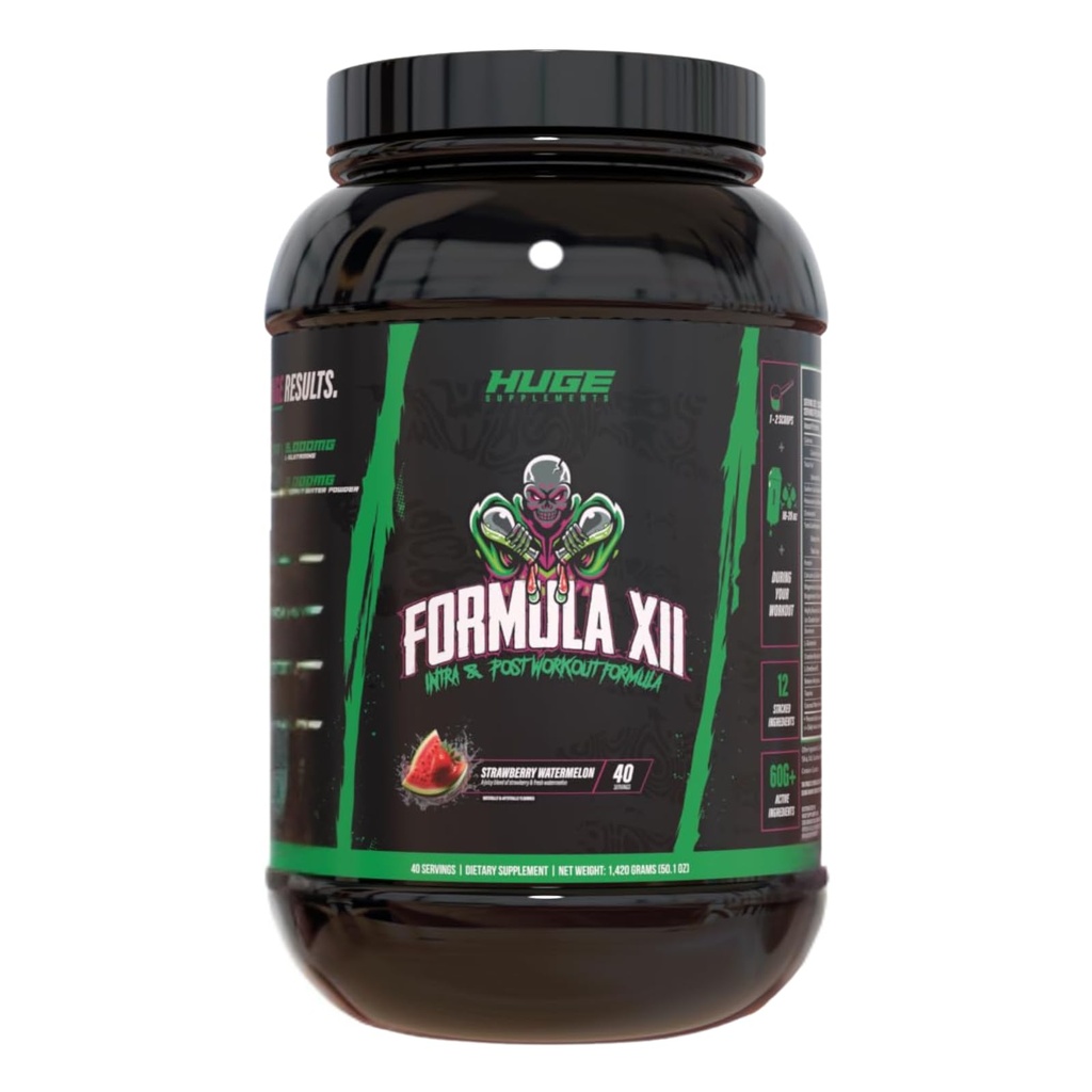 Formule XII Carbes d'entraînement intra et post-entraînement Recovery Powder, rapidement absorbé, Boost Exercise Performance, Force, Endurance et Hydratation, 12 ingrédients à dos scientifique (Melon d'eau de mûre)