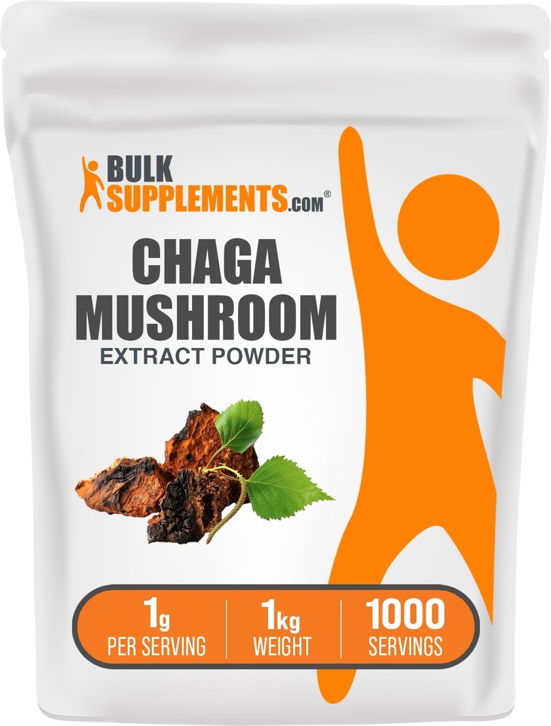 BulkSupplements.com Chaga Mushroom Extract Powder - Chaga Powder, Mushroom Supplement - Gluten Free, 1g per Serving, 1kg (2.2 lbs) (Pack of 1)