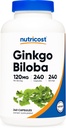 Nutricost Ginkgo Biloba 120mg, 240 Capsules - Extra Strength Ginkgo Biloba Extract - Sans gluten et sans OGM