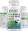 Moss & Black Seed Oil Capsules, Irish Sea Moss Supplement avec la racine de Burdock & Bladderwrack pour le support thyroïdien, mélange multivitamines pour haute absorption, système immunitaire, santé de la peau