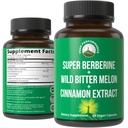 Ultra High Strength 4-in-1 Super Berberine Patented GlucoVantage + Wild Bitter Melon + Cinnamon Extract + Chromium Picolinate Vegan Capsules. Great Supplement to Support After-Meal Spikes and Energy