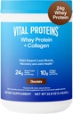 Protéines vitales Poudre de protéines de lactosérum+ Peptides de collagène, 24g Protéines favorisant la récupération et la santé articulaire, avec la vitamine C, environ 16 portions - Chocolat 22.8oz