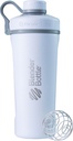 BlenderBottle Radian Shaker Cup Bouteille d'eau en acier inoxydable isolée avec fouet de fil, 26-Ounce, blanc mat