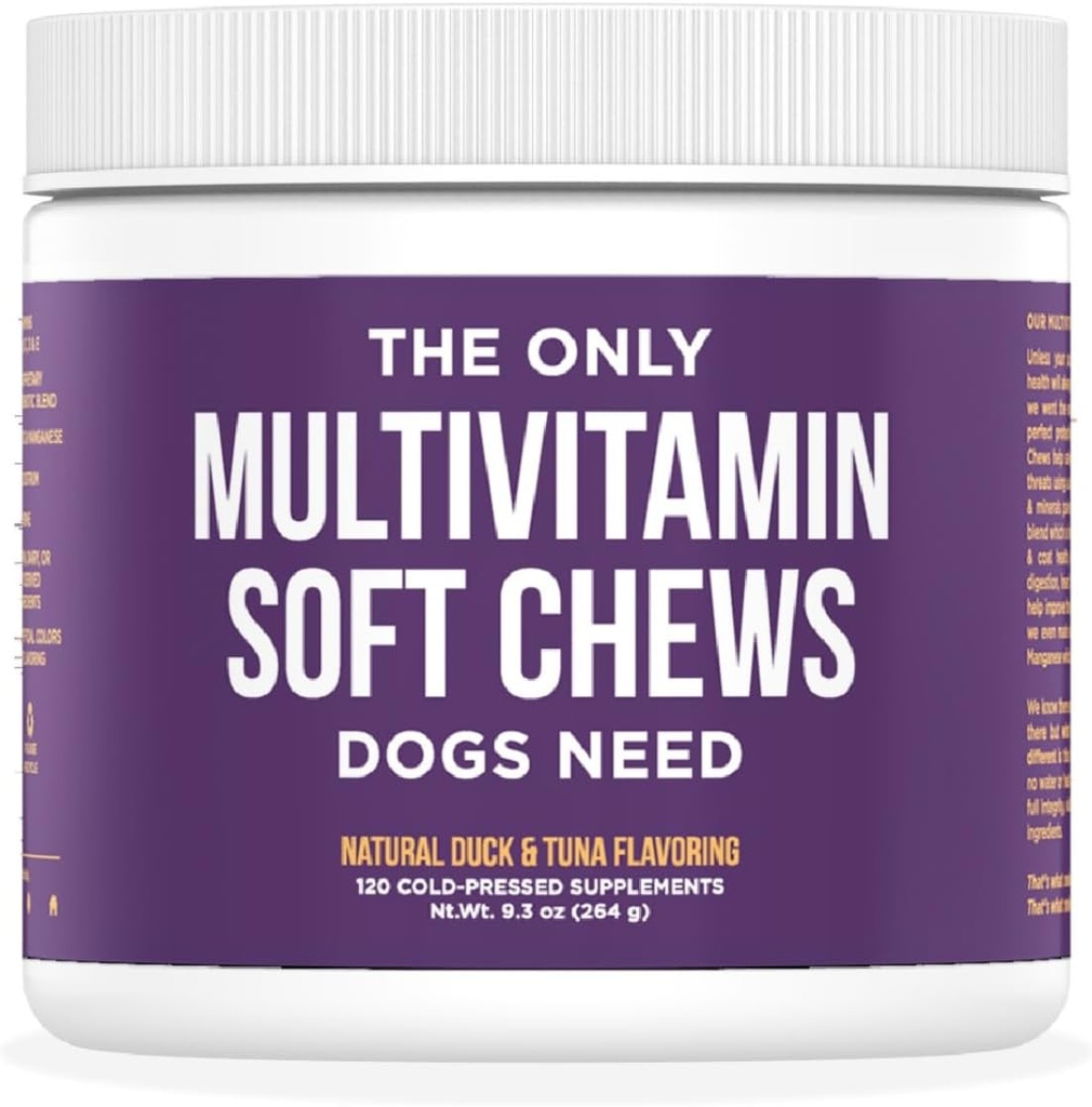 Rapport naturel Dog Multivitamine - Les seuls aliments doux multivitamines dont les chiens ont besoin - 120ct Contient du zinc, et le manganèse pour soutenir les fonctions et garder le chien en bonne santé