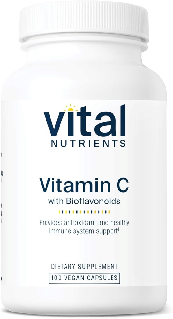 Éléments nutritifs vitaux Vitamine C avec bioflavonoïdes , supplément végétalien pour le soutien immunitaire* , 1000mg Vitamine C et 500mg Citrus Bioflavonoïde , sans gluten, sans lait et sans soja , 100 capsules