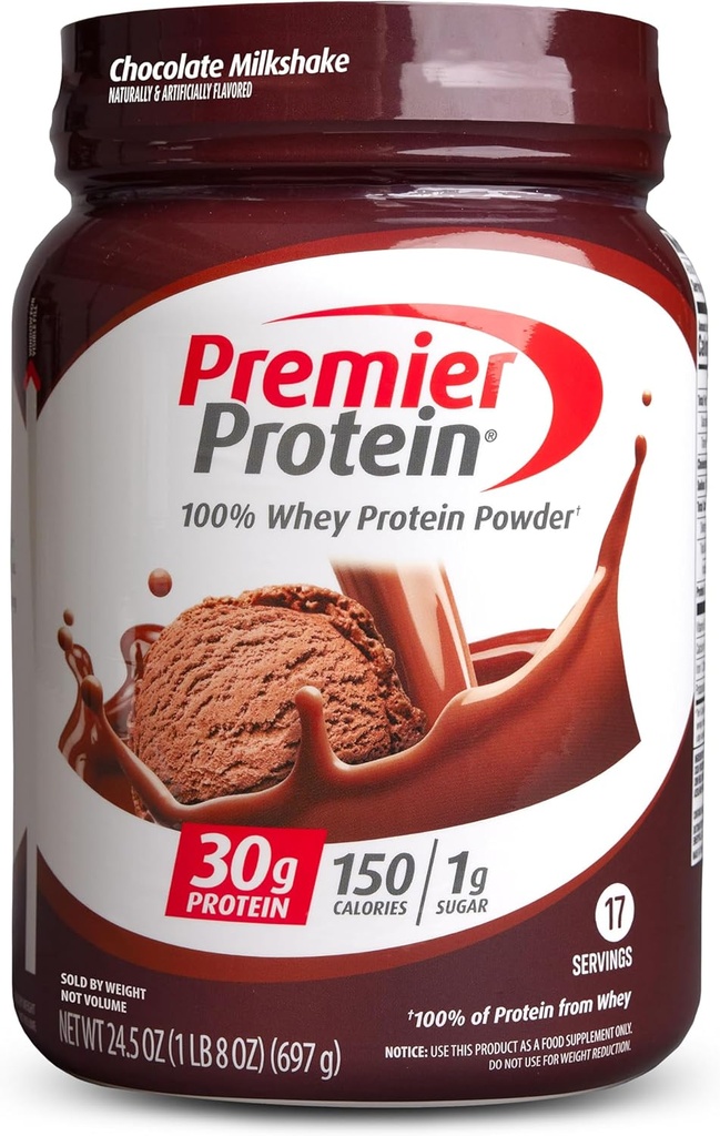 Premier Protéines en poudre, Chocolat milkshake, 30g Protéines, 1g Sucre, 100% Whey Protéines, Keto Friendly, Pas de soja, sans gluten, 24,5 oz (17 portions)