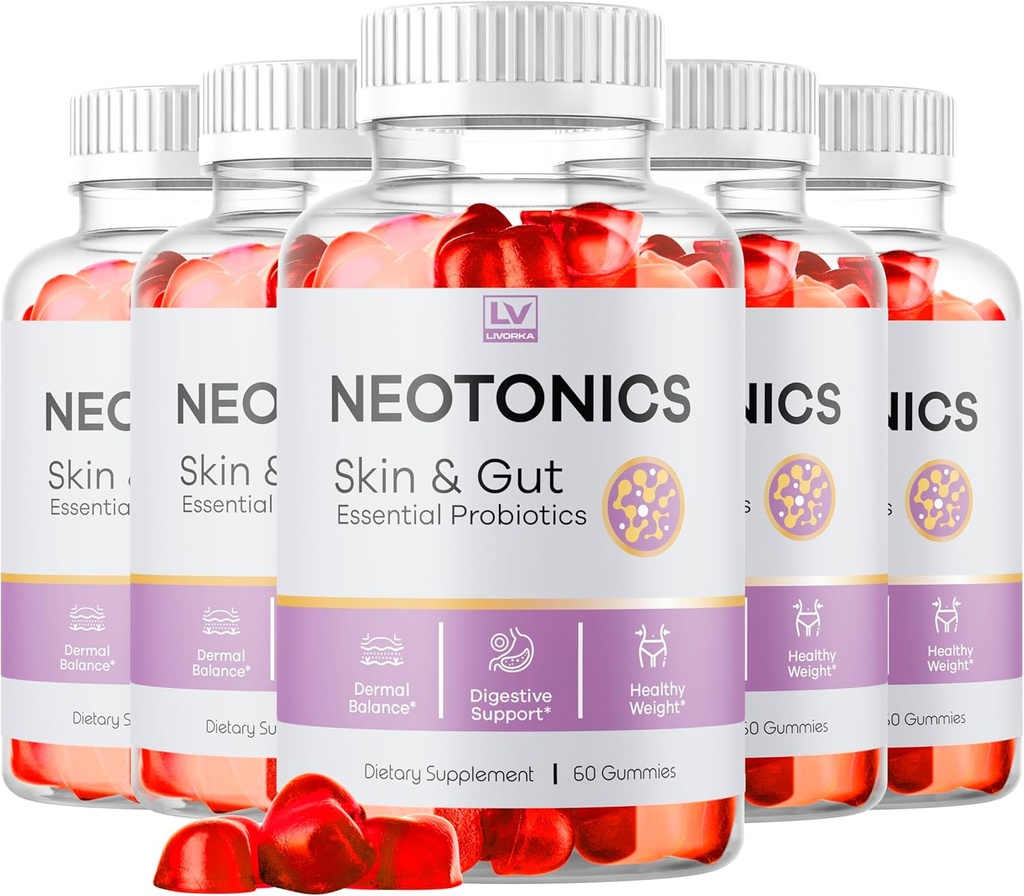 (5 Pack) Néotoniques Peau et Gut Gummies, Néotoniques Peau et Gut Probiotiques essentiels Gummies, Néotoniques Peau et Gut Gummies Avis, Néotoniques Avis, Néotoniques Gummies, 300 Gummies pendant 5 mois