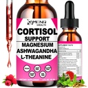 Supplément de cortisol gouttes liquides, 17-en-1 Réducteur de cortisol w. Ksm-66 Ashwagandha Theanine Rhodiola Rosea Magnésium Phosphatidylsérine, Hormone équilibré et Cortisol inférieur pour les femmes Calme* Relaxation