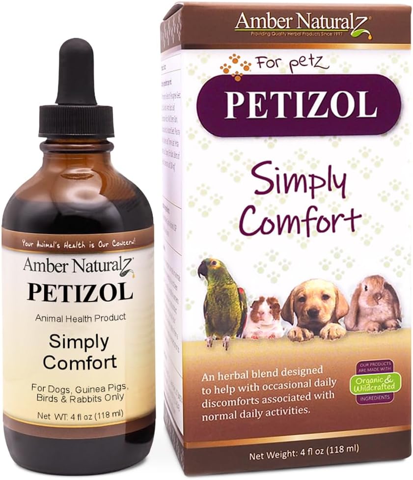 AMBER NATURALZ Petizol Supplément à base de plantes simple confort pour chiens, oiseaux, lapins Support pour les désagréments occasionnels et la température normale du corps