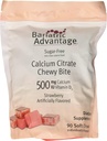 Avantage bariatrique Citrate de calcium Bites à croquer, Fraise sans sucre (90 nombre) 500mg