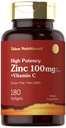Carlyle Zinc Supplément 100mg avec vitamine C-180 Softgels-Non-OGM, sans gluten