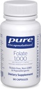 Encapsulations pures Folate 1000 - Métafoline L-5-MTHF - Supplément santé cardiaque* - Supplément folate - Sans OGM et sans gluten - 90 capsules