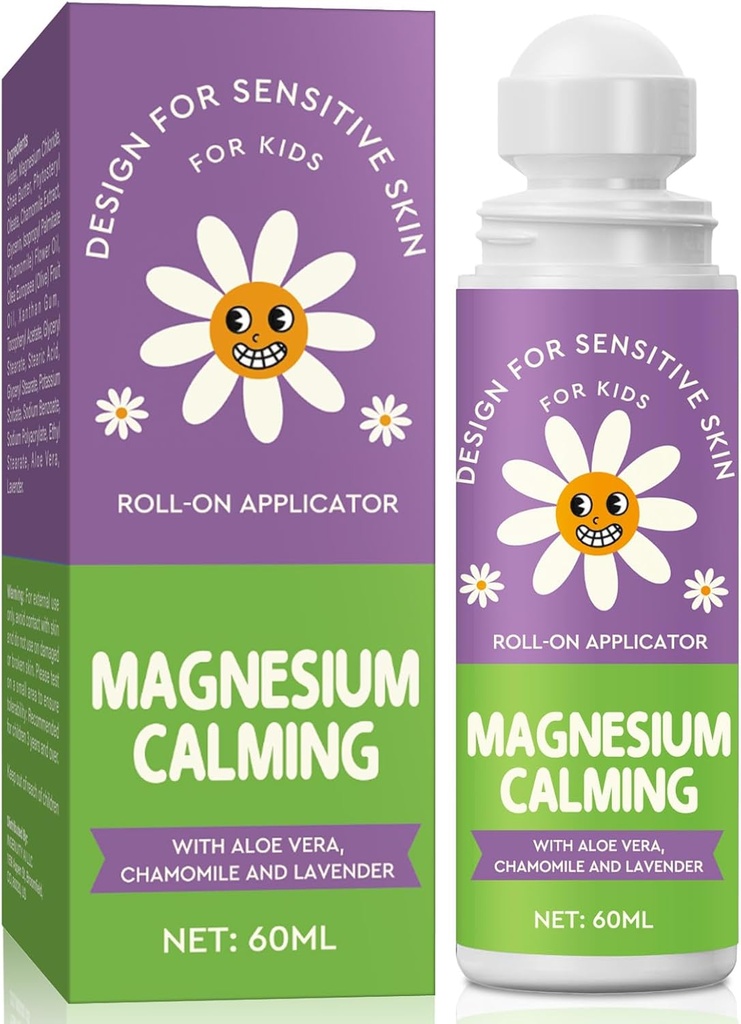 Lotion de magnésium pour les enfants - Magnésium pour le sommeil, huile de magnésium calme pour aider les enfants à dormir tranquillement pendant le coucher et la nuit (60ML)
