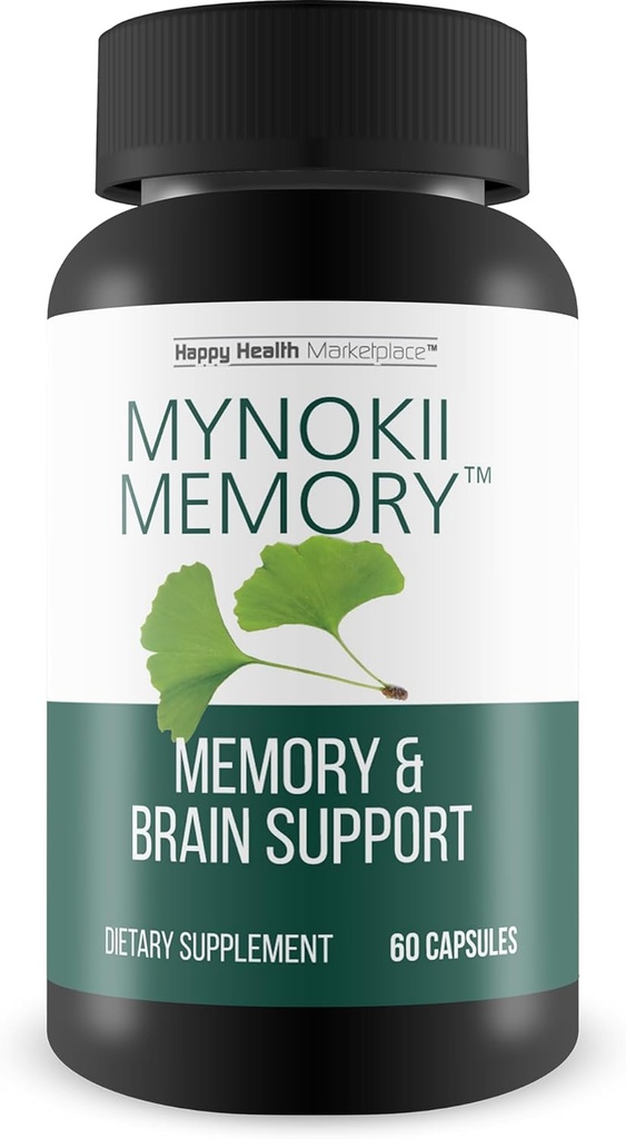 Mémoire Mynokii - Supplément Cerveau Nootropique - Mémoire et Soutien Cerveau avec Ginkgo Biloba & DMAE - Mémoire d'aide, Focus, Clarté, Productivité - Promouvoir une pensée et une concentration claires - Suppléments Mémoire