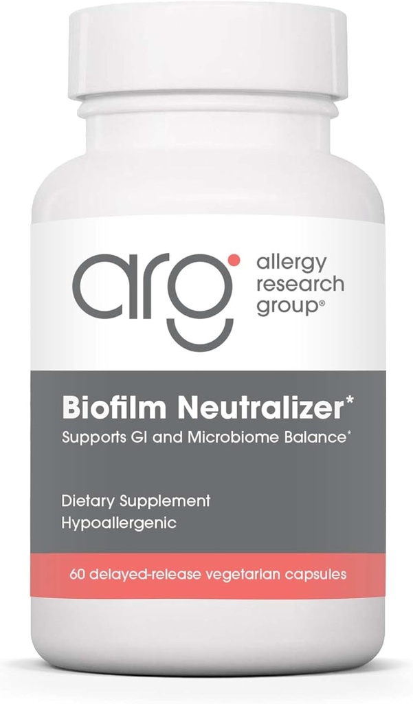 Groupe de recherche sur l'allergie Neutralisateur de biofilm - Biofilm Defense, Supplément EDTA, Enzymes protéolytiques, Serrapeptase, Capsules végétariennes - 60 Compte