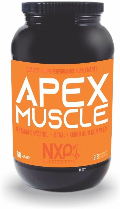 APEX Muscle, Corps et Force Constructeur pour Chevaux - Énergie, Endurance, Stamine, Soutien de récupération - Gamma Oryzanol BCAA Amino Acides Lysine Carnitine L-Arginine AKG 3,3 lb (60 portions)