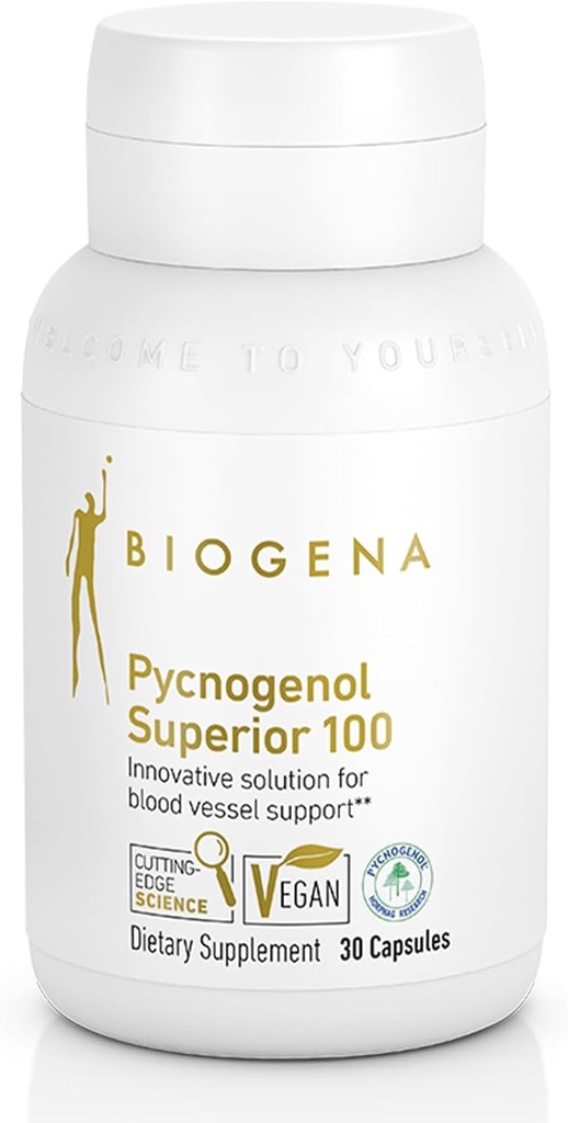 Biogena Pycnogenol 100 mg Gold with Premium Patented French Maritime Pine Bark Extract (Pinus Pinaster) to Support Blood Circulation