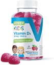 Viteey Vitamine D3 Gummies pour enfants 25mcg 1000 UI - Santé des os, Santé immunitaire, Soutien musculaire articulaire - Végétarien, Sans gélatine, Sans gluten, Sans OGM - Dégustation de baies à croquer