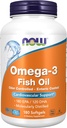 NOW Foods Supplements, Omega-3 180 EPA / 120 DHA, Enteric Coated, Cardiovascular Support*, 180 Softgels