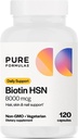 PureFormulas Biotin 8000 mcg Hair Skin Nails Biotin Supplement Biotina, Biotin Hair Growth Vitamins B7 Supplement for Women & Men 120 Capsules
