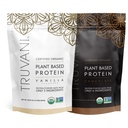 Poudre de protéines à base de plantes Truvani - USDA certifié biologique, végétalien, non OGM, sans produits laitiers, sans soja et sans gluten - 2 paquets de 20 portions chacun (chocolat et vanille)