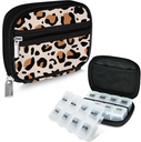 Serfeymi hebdomadaire Pill Organizer Pill Case for Purse with Amovible 7 Day Pill Box, Modeable Travel Medicine Organizer Pill Container for Medicine, Vitamine, Supplément - Brown 02 + Pill Box