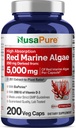 NusaPure Red Marine Algae 20:1 Extrait, 250 mg équivalent à 5 000 mg 200 Capsules de Véggie (sans OGM et sans soja) Biopérine